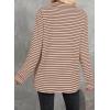 imageAstylish Womens 2025 Cute Striped Waffle Oversized Stretchy Long Sleeve Shirts Soft Collared V Neck Button Up Blouses TopsChestnut