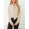 imageAstylish Womens Bow Tie Neck Long Sleeve Dressy Elegant Office Work Blouse Shirt TopsApricot