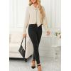 imageAstylish Womens Bow Tie Neck Long Sleeve Dressy Elegant Office Work Blouse Shirt TopsApricot