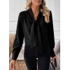 imageAstylish Womens Bow Tie Neck Long Sleeve Dressy Elegant Office Work Blouse Shirt TopsBlack