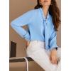 imageAstylish Womens Bow Tie Neck Long Sleeve Dressy Elegant Office Work Blouse Shirt TopsBlue
