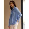 imageAstylish Womens Bow Tie Neck Long Sleeve Dressy Elegant Office Work Blouse Shirt TopsBlue