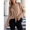 imageAstylish Womens Bow Tie Neck Long Sleeve Dressy Elegant Office Work Blouse Shirt TopsCamel