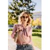 imageAstylish Womens Bow Tie Neck Long Sleeve Dressy Elegant Office Work Blouse Shirt TopsPink
