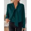 imageAstylish Womens Bow Tie Neck Long Sleeve Dressy Elegant Office Work Blouse Shirt TopsSea Green