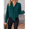 imageAstylish Womens Bow Tie Neck Long Sleeve Dressy Elegant Office Work Blouse Shirt TopsSea Green