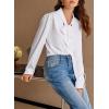 imageAstylish Womens Bow Tie Neck Long Sleeve Dressy Elegant Office Work Blouse Shirt TopsWhite