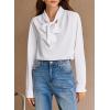 imageAstylish Womens Bow Tie Neck Long Sleeve Dressy Elegant Office Work Blouse Shirt TopsWhite