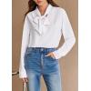 imageAstylish Womens Bow Tie Neck Long Sleeve Dressy Elegant Office Work Blouse Shirt TopsWhite
