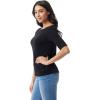 imageGloria Vanderbilt Womens Alanis Boat Neck Knit Tee Shirt with Elbow Sleeves StandardBlack