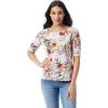 imageGloria Vanderbilt Womens Alanis Boat Neck Knit Tee Shirt with Elbow Sleeves StandardSoft Peony Toscana Floral