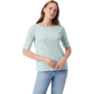 imageGloria Vanderbilt Womens Alanis Boat Neck Knit Tee Shirt with Elbow Sleeves StandardAquifer Paisley Arabesque