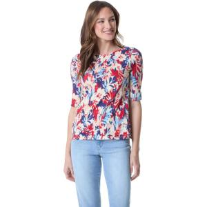imageGloria Vanderbilt Womens Alanis Boat Neck Knit Tee Shirt with Elbow Sleeves StandardCherry Fizz  Brushed Jardin