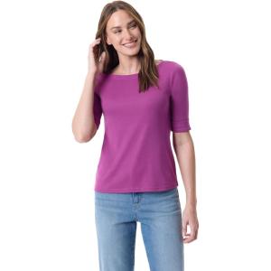 imageGloria Vanderbilt Womens Alanis Boat Neck Knit Tee Shirt with Elbow Sleeves StandardJuneberry