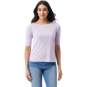 imageGloria Vanderbilt Womens Alanis Boat Neck Knit Tee Shirt with Elbow Sleeves StandardLilac Dream