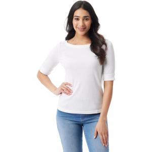 imageGloria Vanderbilt Womens Alanis Boat Neck Knit Tee Shirt with Elbow Sleeves StandardVintage White