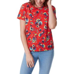imageGloria Vanderbilt Womens Amanda Short Sleeve Knit Tee Shirt with Wide Crew Neck StandardRed Spark Summer Garden