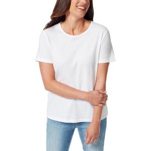 imageGloria Vanderbilt Womens Amanda Short Sleeve Knit Tee Shirt with Wide Crew Neck StandardVintage White
