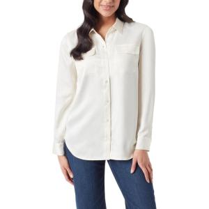 imageGloria Vanderbilt Womens Devyn Chest Pocket Button Down Long Sleeve Shirt StandardBleached Linen