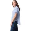 imageGloria Vanderbilt Womens Daisy Short Sleeve HighLow Button Down Shirt StandardDreamy Blue  Metropolitan Stripe