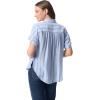 imageGloria Vanderbilt Womens Daisy Short Sleeve HighLow Button Down Shirt StandardDreamy Blue  Metropolitan Stripe