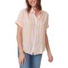 imageGloria Vanderbilt Womens Daisy Short Sleeve HighLow Button Down Shirt StandardAlmond Cream  Piper Plaid