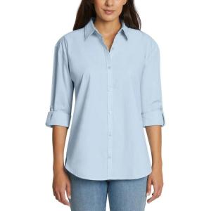 imageGloria Vanderbilt Womens Amanda Button Down Shirt with Rolltab Sleeves StandardLight Blue