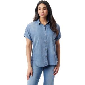 imageGloria Vanderbilt Womens Daisy Short Sleeve HighLow Button Down Shirt StandardBora Bora