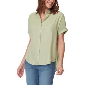 imageGloria Vanderbilt Womens Daisy Short Sleeve HighLow Button Down Shirt StandardMatcha Latte