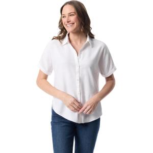 imageGloria Vanderbilt Womens Daisy Short Sleeve HighLow Button Down Shirt StandardVintage White