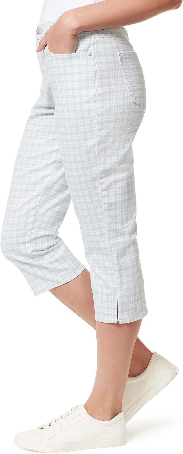 imageGloria Vanderbilt Womens Amanda Capri Jean RegularBlue Breezerefined Plaidds