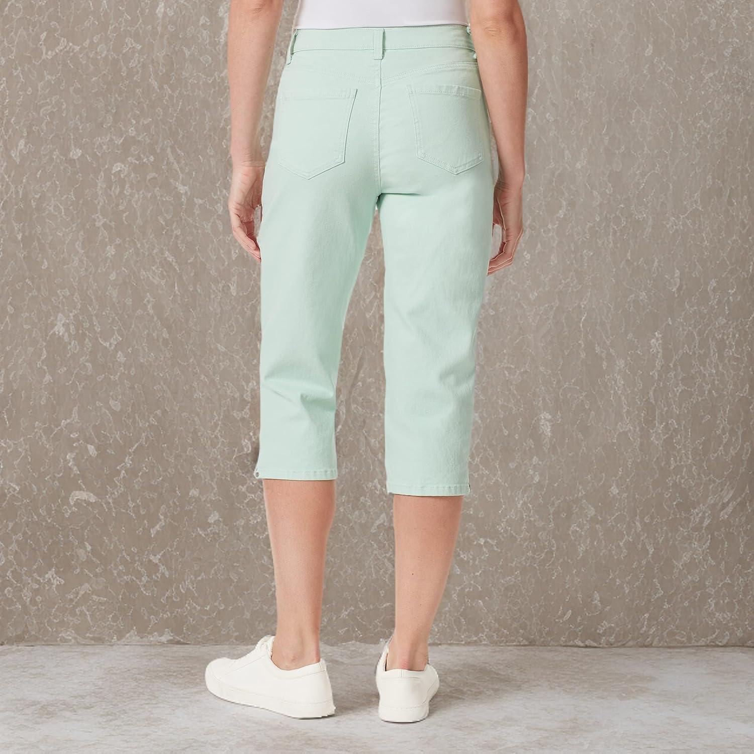 imageGloria Vanderbilt Womens Amanda Capri Jean RegularJade Breeze  Rivets