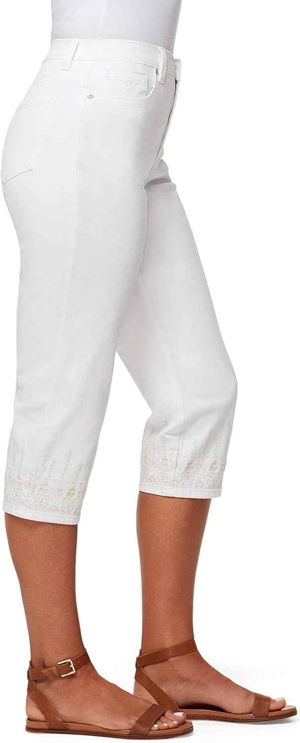 imageGloria Vanderbilt Womens Amanda Capri Jean RegularVintage White  Emb Hemds