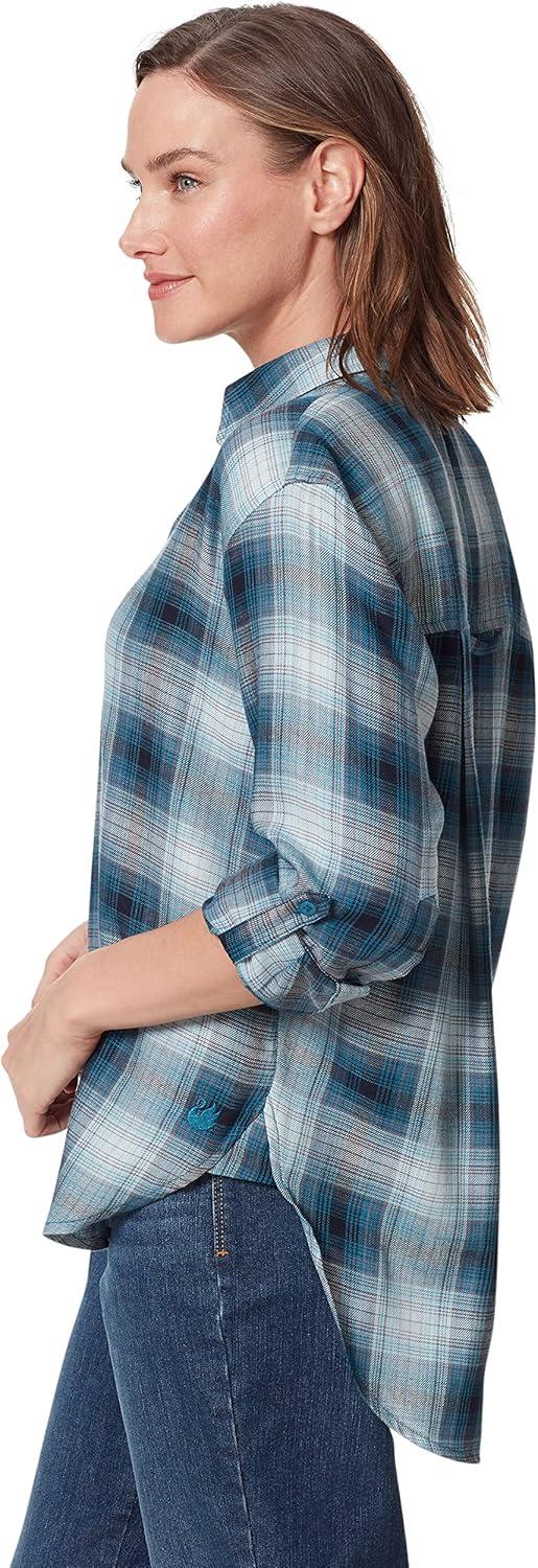 imageGloria Vanderbilt Womens Amanda Oversized Button Down Shirt with Rolltab SleevesCaspian Camp Plaid