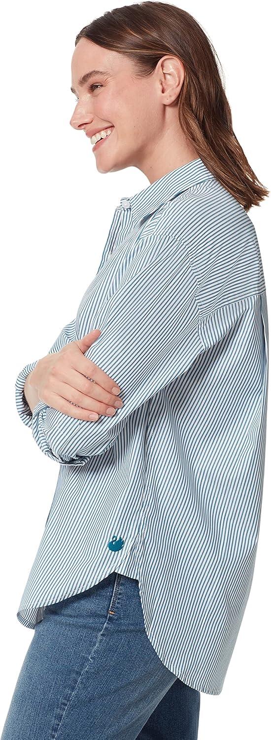 imageGloria Vanderbilt Womens Amanda Oversized Button Down Shirt with Rolltab SleevesCaspian Stripe