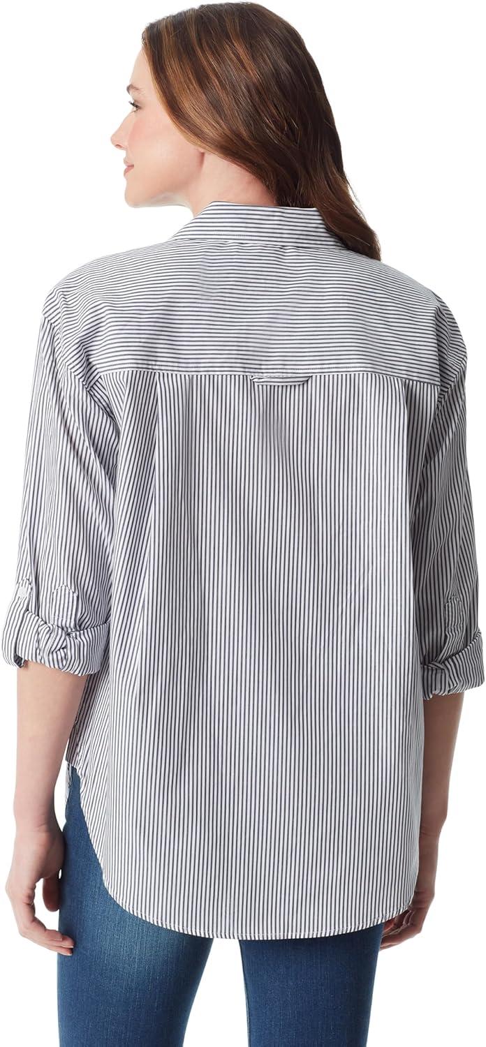 imageGloria Vanderbilt Womens Amanda Oversized Button Down Shirt with Rolltab SleevesMarine Navy Stripe