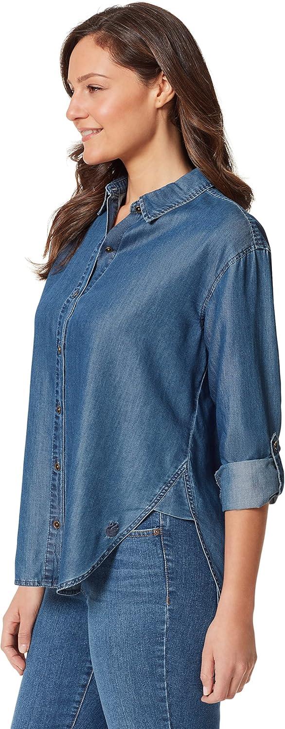 imageGloria Vanderbilt Womens Amanda Oversized Button Down Shirt with Rolltab SleevesMichigan