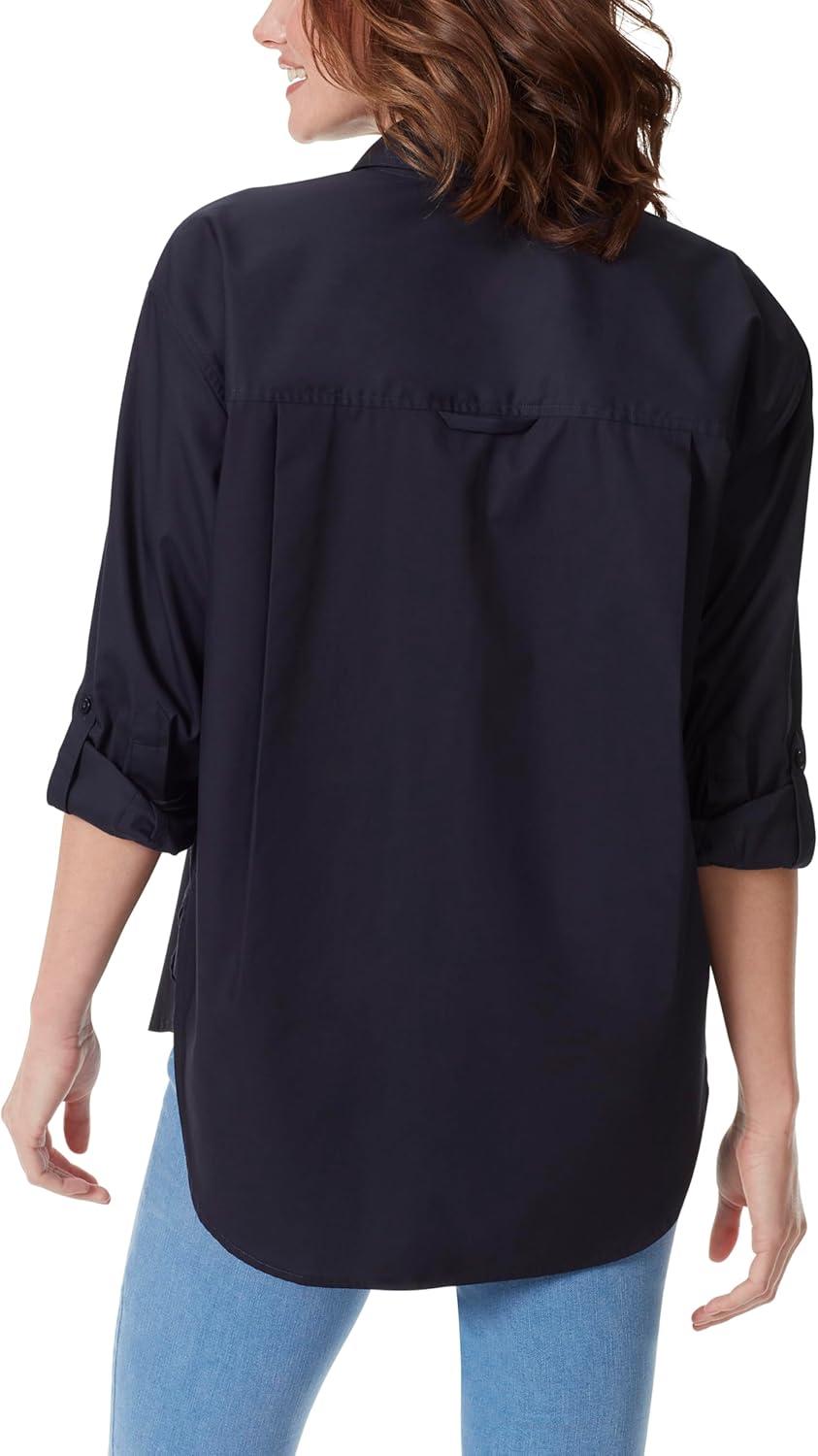 imageGloria Vanderbilt Womens Amanda Oversized Button Down Shirt with Rolltab SleevesMidnight Affair