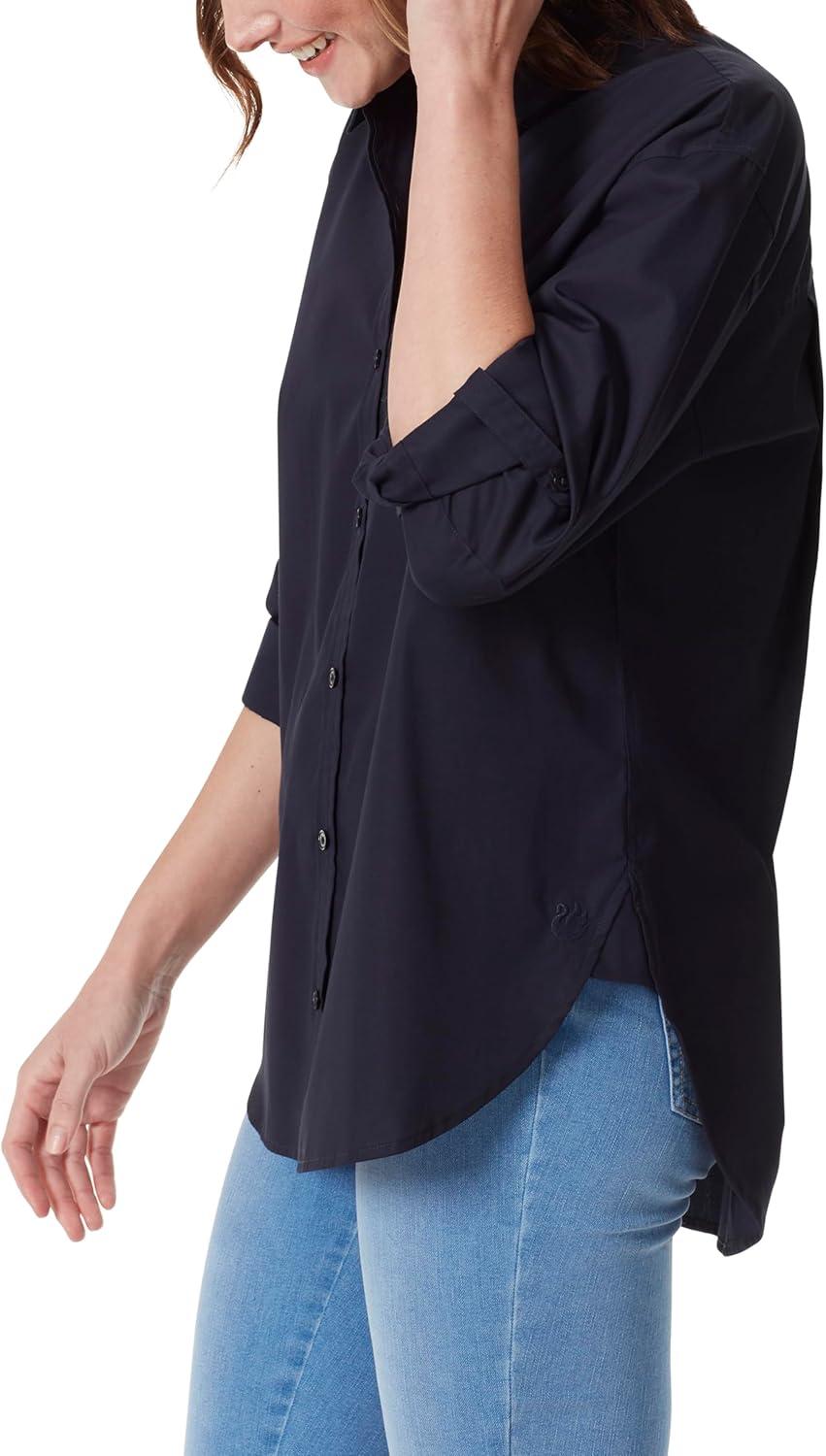 imageGloria Vanderbilt Womens Amanda Oversized Button Down Shirt with Rolltab SleevesMidnight Affair