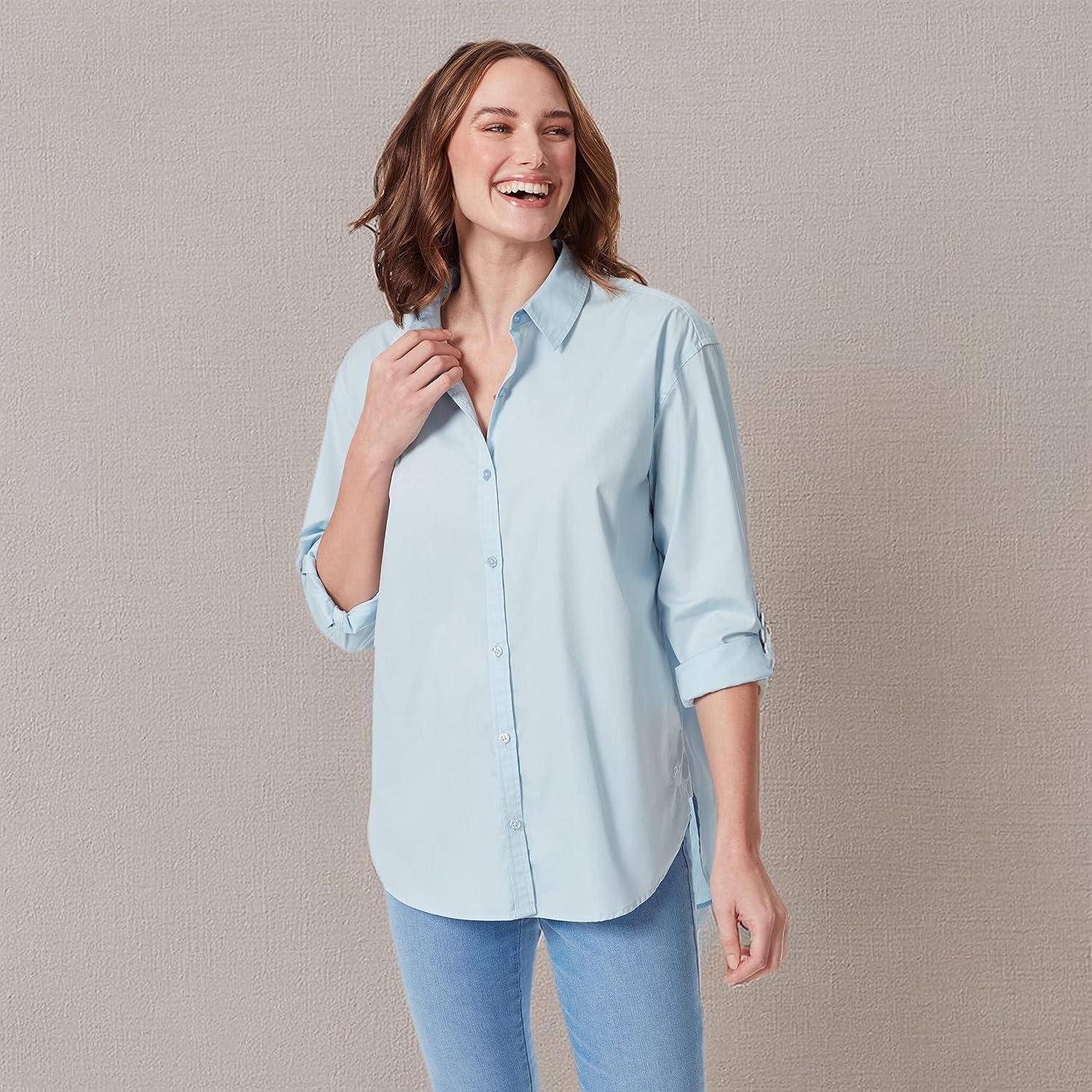 imageGloria Vanderbilt Womens Amanda Oversized Button Down Shirt with Rolltab SleevesPale Sky