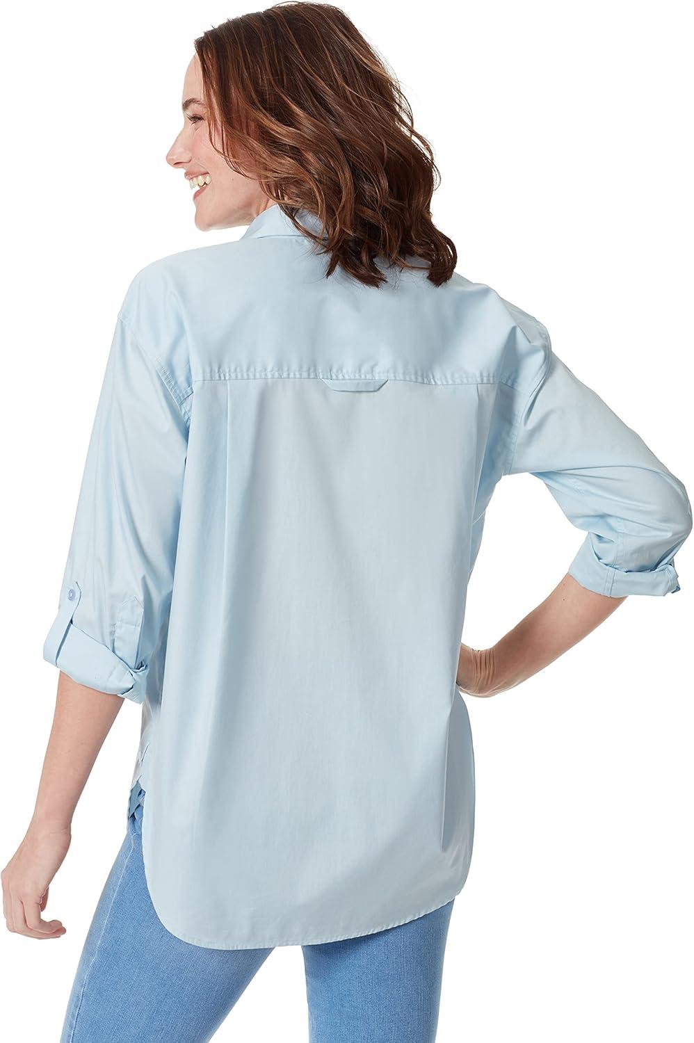 imageGloria Vanderbilt Womens Amanda Oversized Button Down Shirt with Rolltab SleevesPale Sky