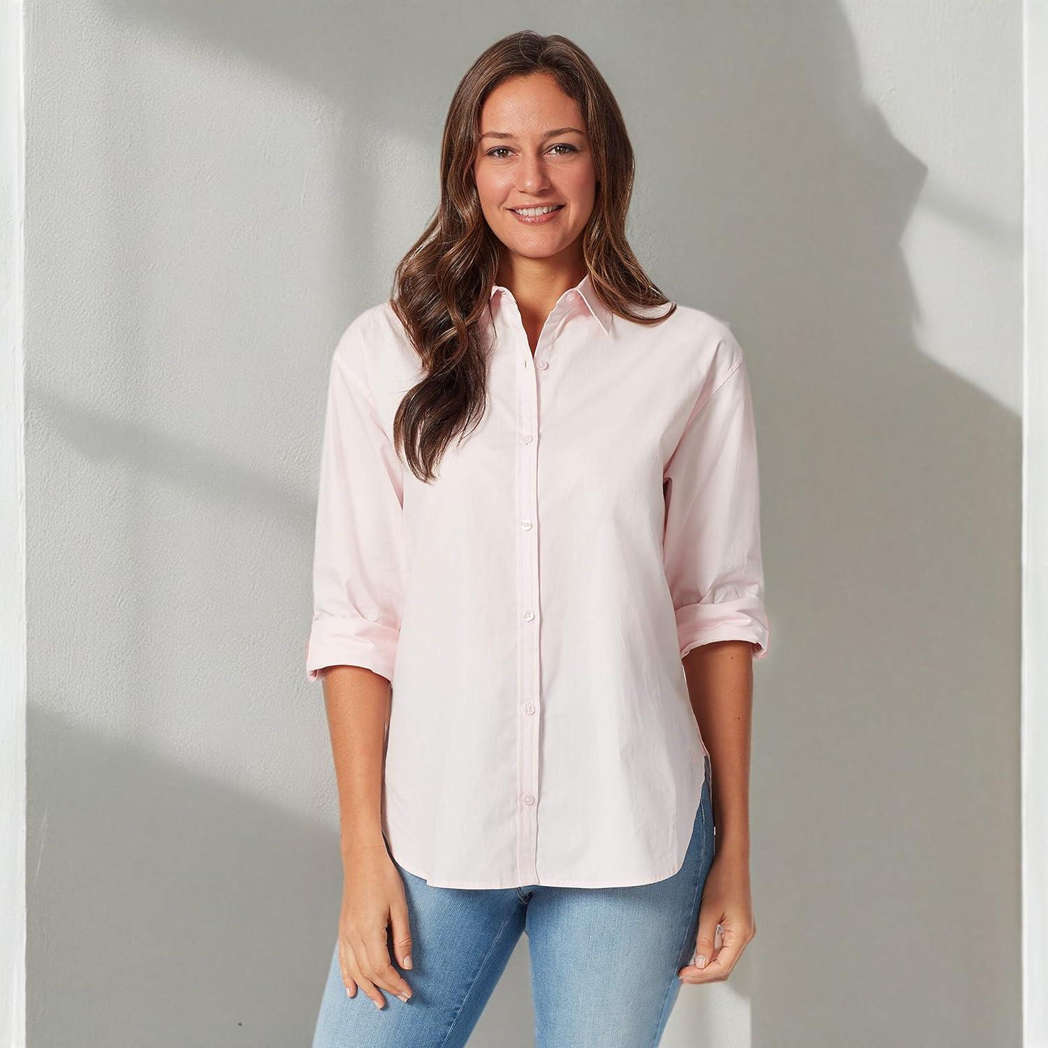 imageGloria Vanderbilt Womens Amanda Oversized Button Down Shirt with Rolltab SleevesPink Parasol