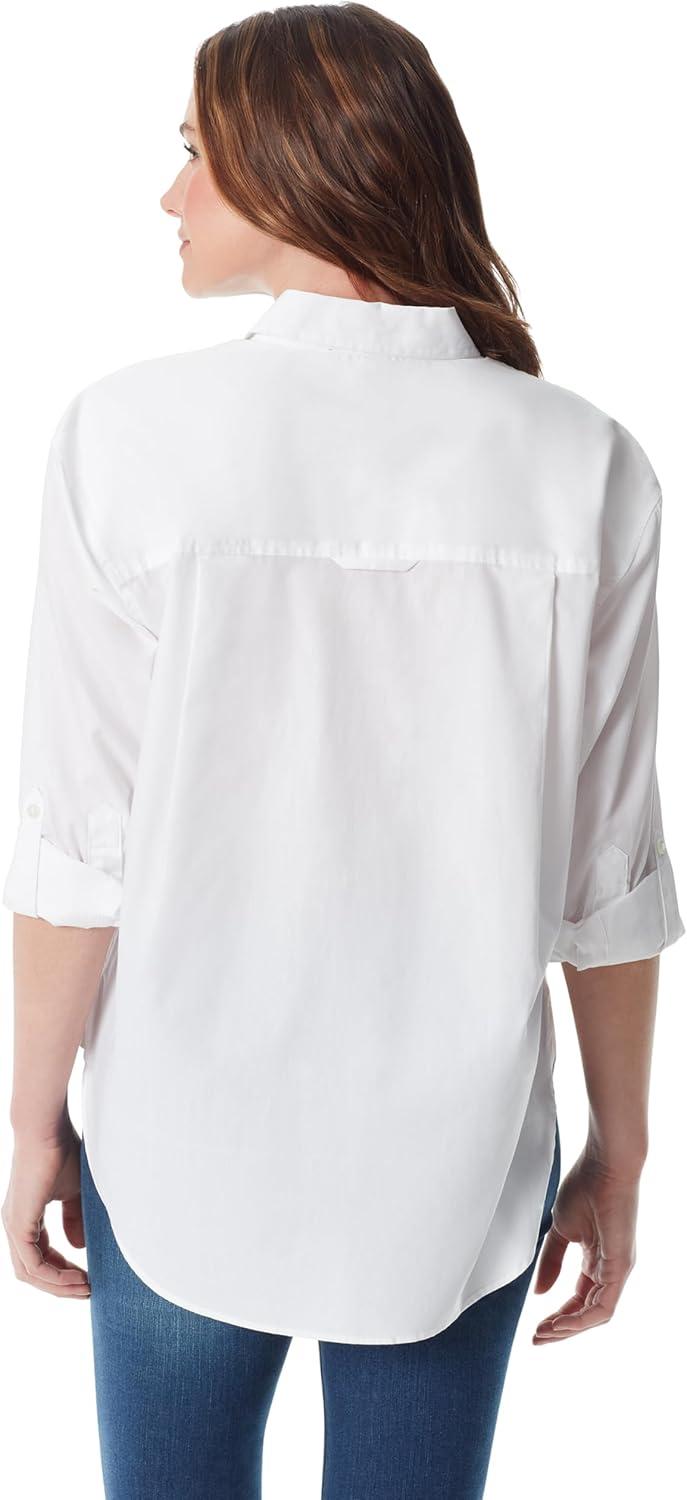 imageGloria Vanderbilt Womens Amanda Oversized Button Down Shirt with Rolltab SleevesVintage White