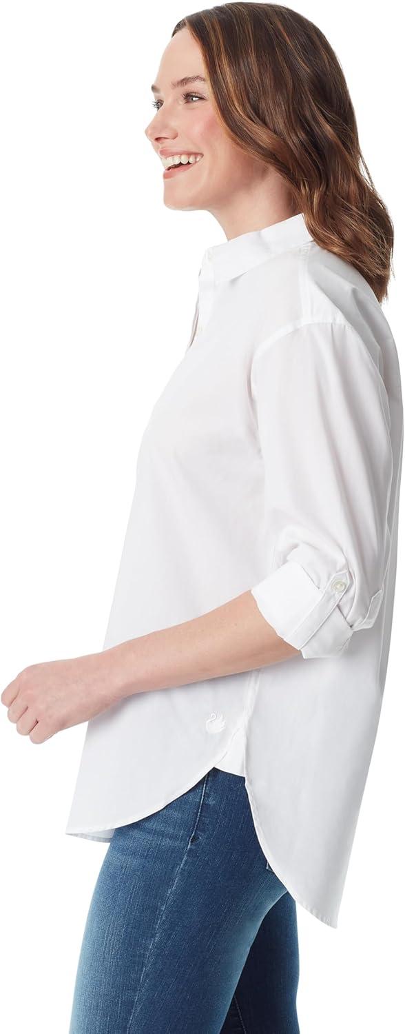 imageGloria Vanderbilt Womens Amanda Oversized Button Down Shirt with Rolltab SleevesVintage White