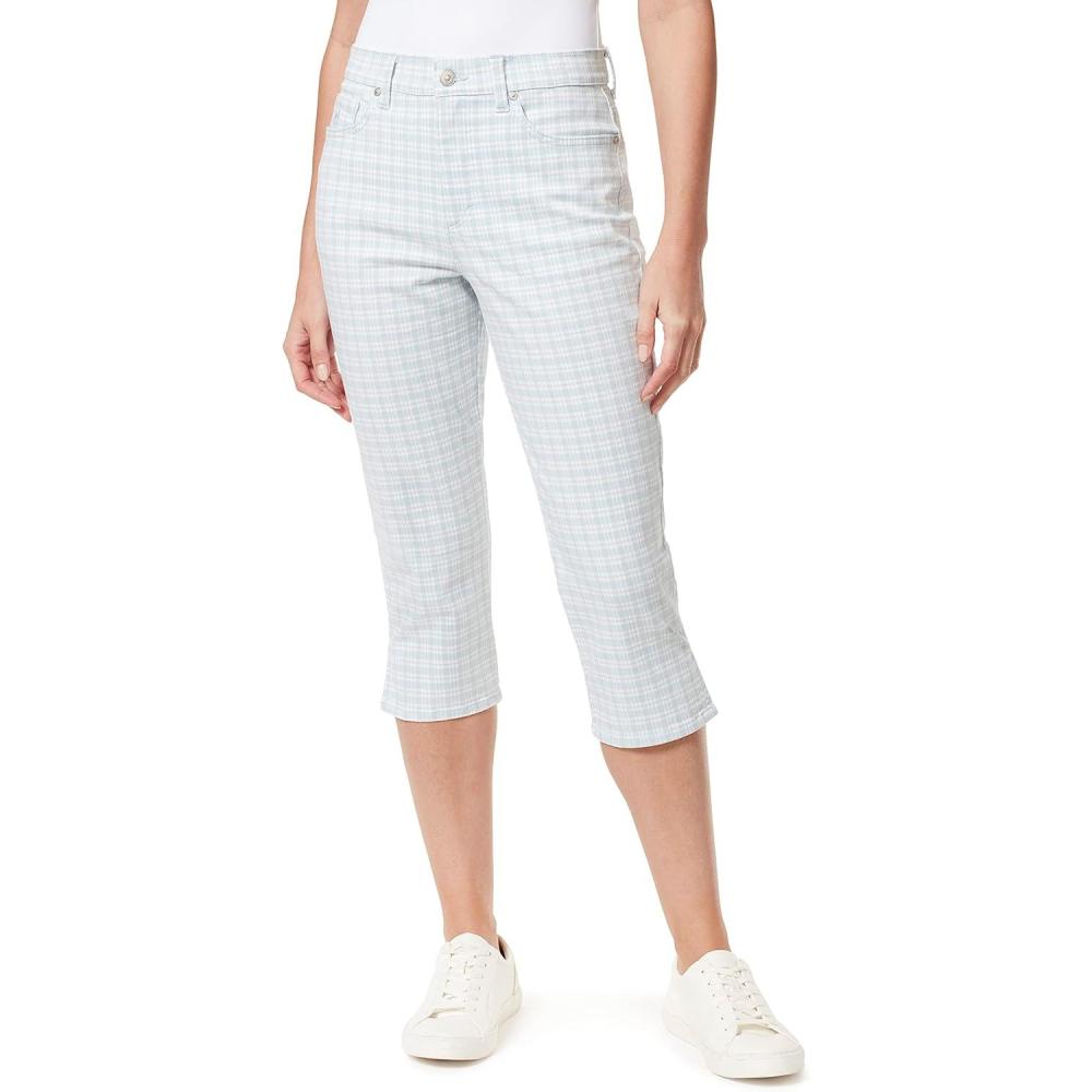 imageGloria Vanderbilt Womens Amanda Capri Jean RegularBlue Breezerefined Plaidds