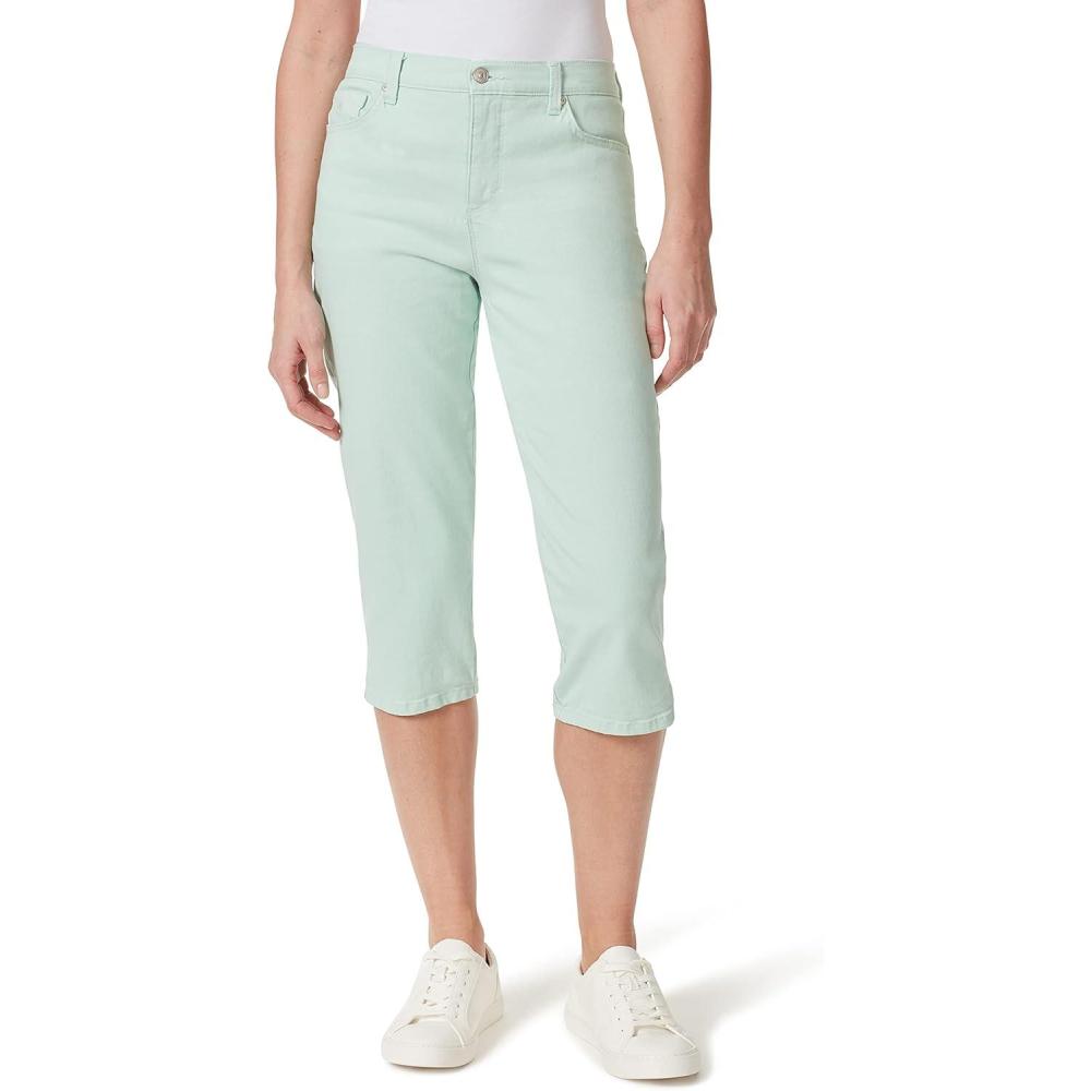 imageGloria Vanderbilt Womens Amanda Capri Jean RegularJade Breeze  Rivets