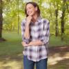 imageGloria Vanderbilt Womens Amanda Oversized Button Down Shirt with Rolltab SleevesDusty Iris Camp Plaid