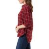 imageGloria Vanderbilt Womens Amanda Oversized Button Down Shirt with Rolltab SleevesGarnet Gem Autumn Windowpane