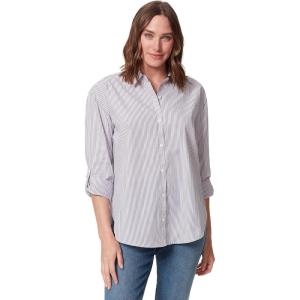 imageGloria Vanderbilt Womens Amanda Oversized Button Down Shirt with Rolltab SleevesDusty Iris Stripe