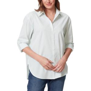 imageGloria Vanderbilt Womens Amanda Oversized Button Down Shirt with Rolltab SleevesJade Breeze Stripe